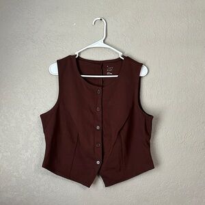 a new day Dark Brown Sleeveless Button-Down Shirt